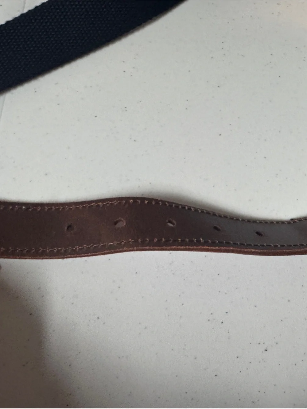 Men's clover Pattern Canvas Belt with Brown Leather Trim silk and leather